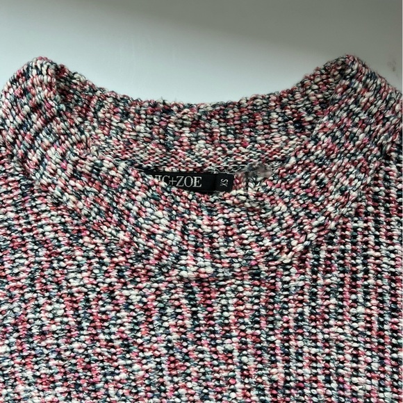 Nic+Zoe | Gray Pink Oversized Mock Neck Long Sleeve Cotton Blend Sweater, XS - Picture 4 of 6